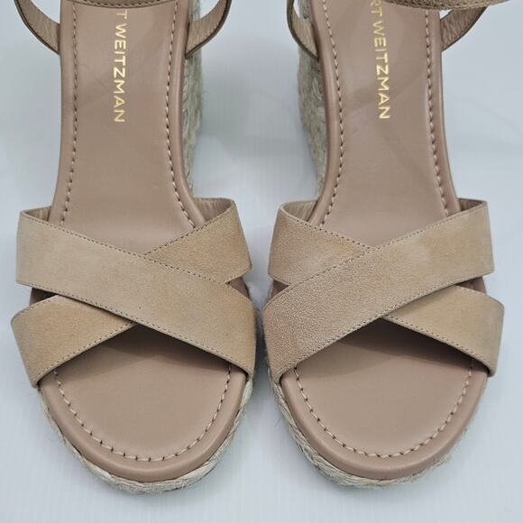 NEW Stuart Weitzman Dayna Wedges Womens 11 Adobe Tan Suede Espadrille Sandal - Picture 5 of 12